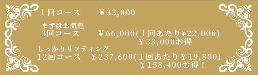 ・1回コース：¥33,000・3回コース：¥66,000・12回コース：¥237,600